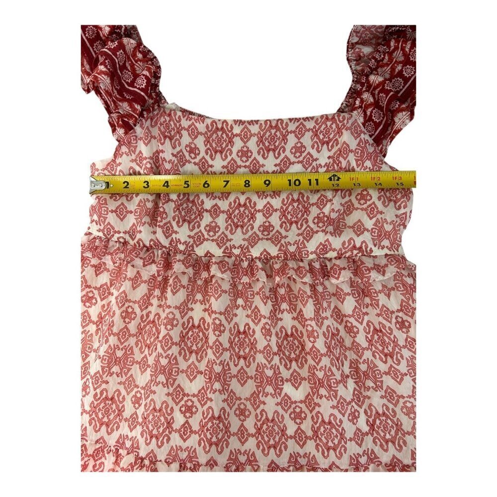 By The River Ruffled Milkmade‎ Midi Dress  | Sz L | Red & White | Cottagecore - Picture 5 of 10
